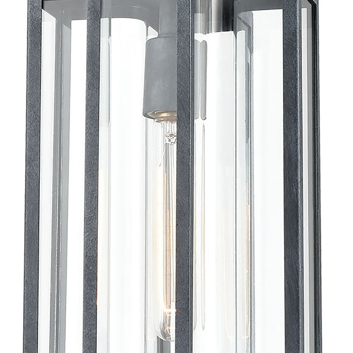 Atlas Lighting Bianca 8'' Wide 1Lt Outdoor Pendant, Aged Zinc/Clear