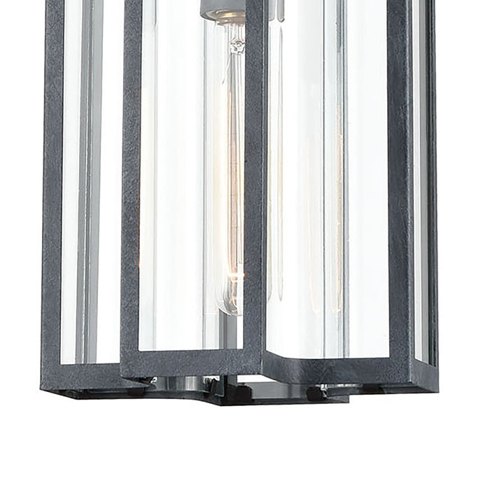 Atlas Lighting Bianca 8'' Wide 1Lt Outdoor Pendant, Aged Zinc/Clear