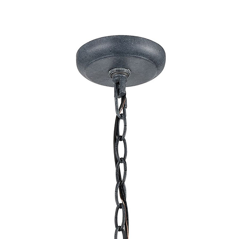 Atlas Lighting Bianca 8in 1-Light Outdoor Pendant | Transitional Aged Zinc and Clear Glass | Covered Patio & Entryway | Model OL11020-GY