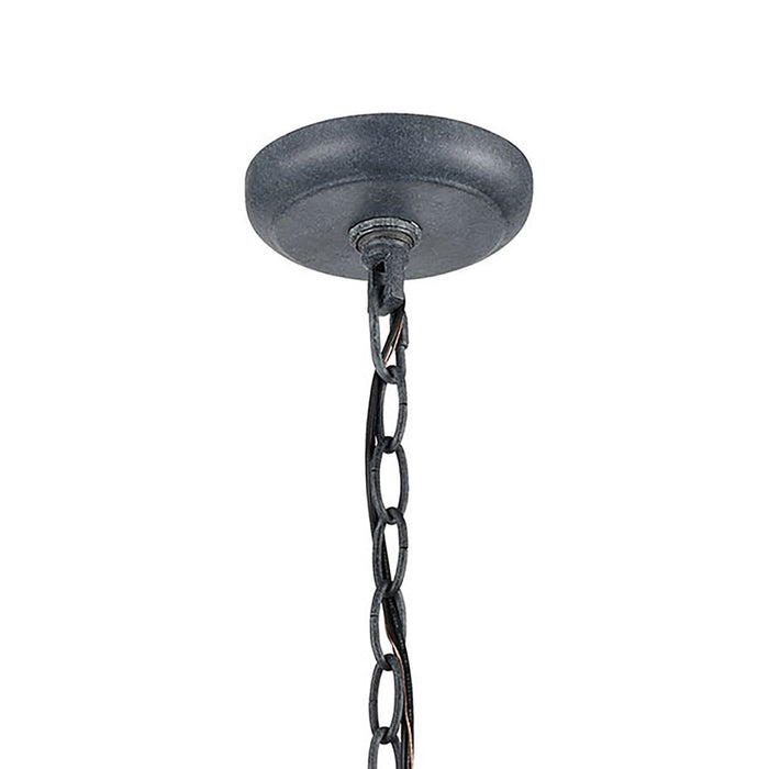 Atlas Lighting Bianca 8'' Wide 1Lt Outdoor Pendant, Aged Zinc/Clear
