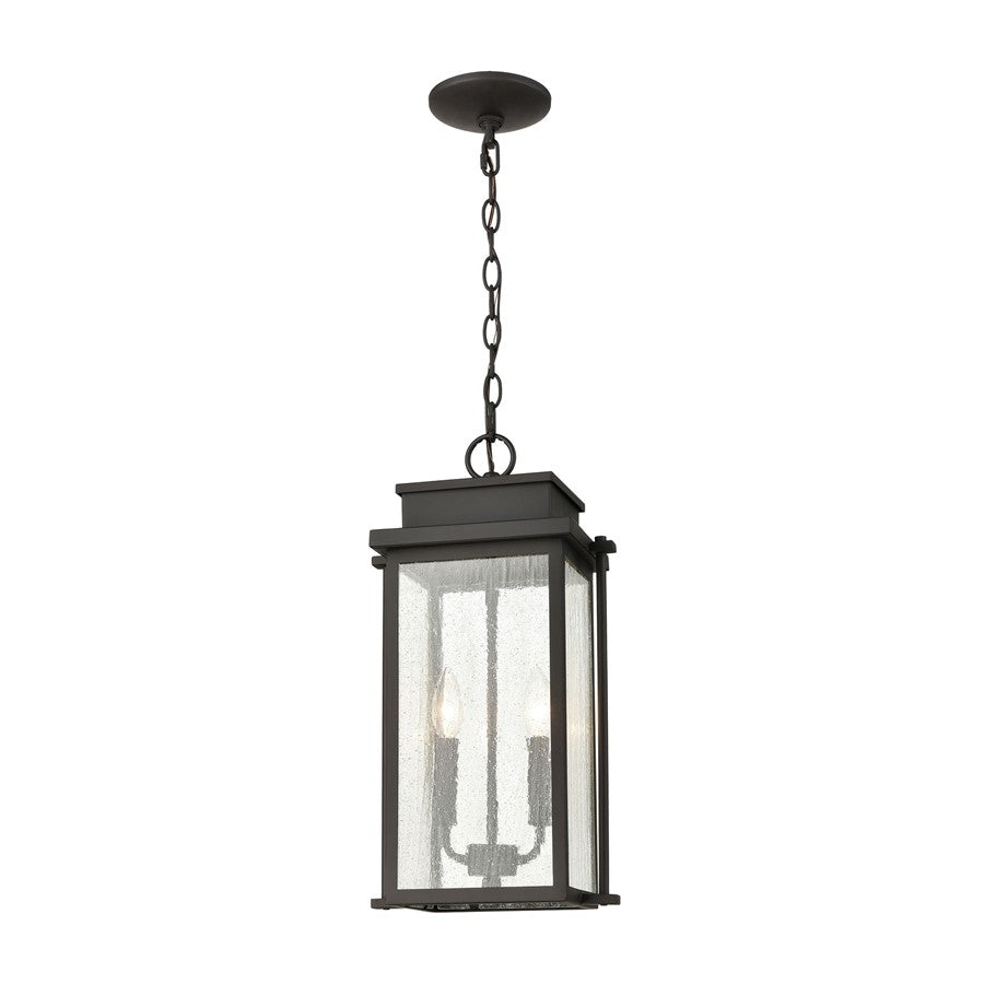 Atlas Lighting Braddock 10'' Wide 2Lt Outdoor Pendant, Bronze/Clear