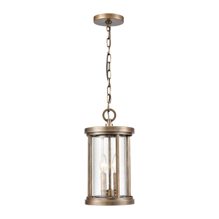 Atlas Lighting Brison 8'' Wide 2Lt Outdoor Pendant, Brass/Clear