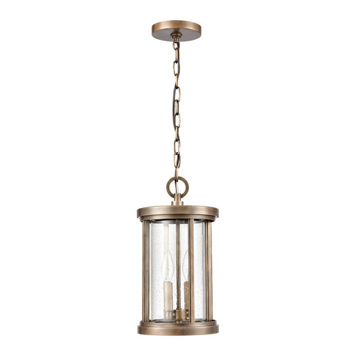 Atlas Lighting Brison 8'' Wide 2Lt Outdoor Pendant, Brass/Clear