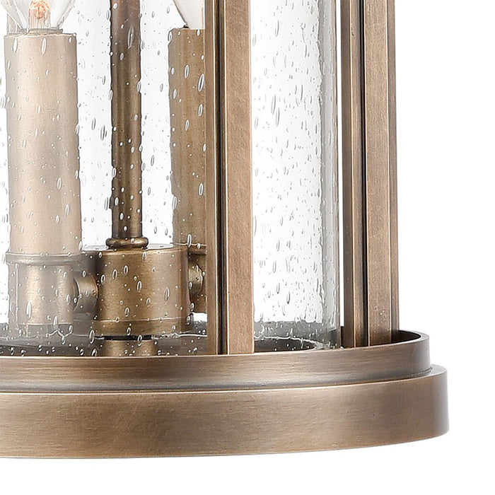 Atlas Lighting Brison 8'' Wide 2Lt Outdoor Pendant, Brass/Clear