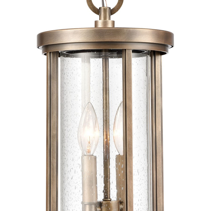 Atlas Lighting Brison 8'' Wide 2Lt Outdoor Pendant, Brass/Clear