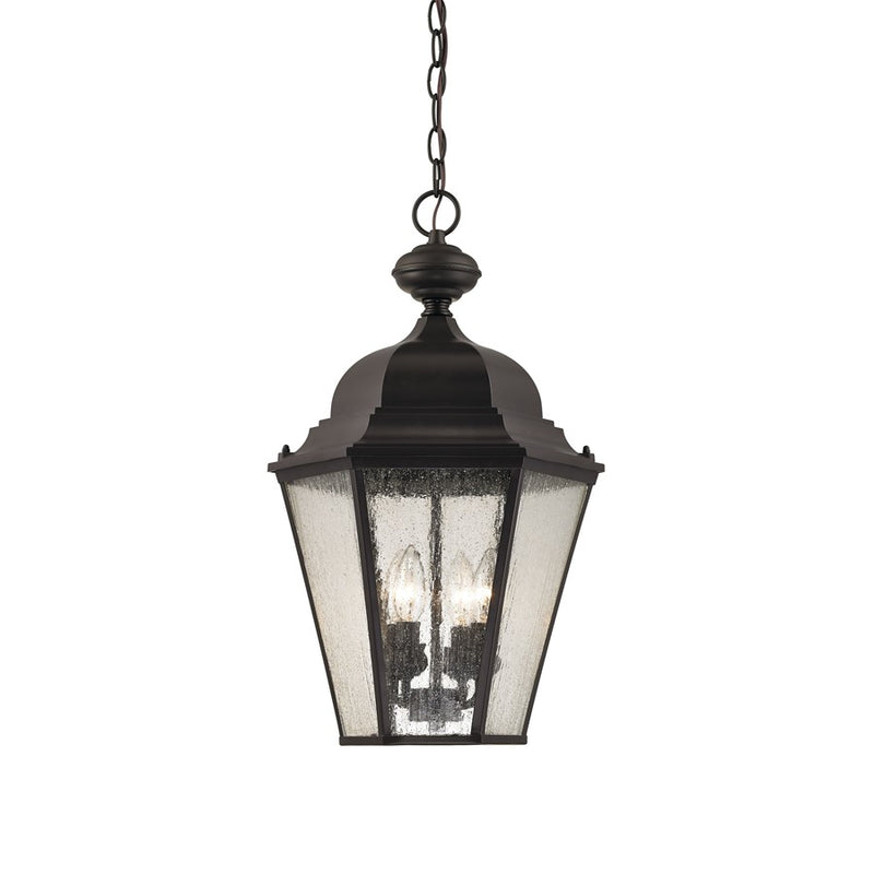 Atlas Lighting Cotswold 13in 4-Light Outdoor Pendant | Traditional Oil Rubbed Bronze and Clear Seeded Glass | Covered Porch | Model OL11026-BZ