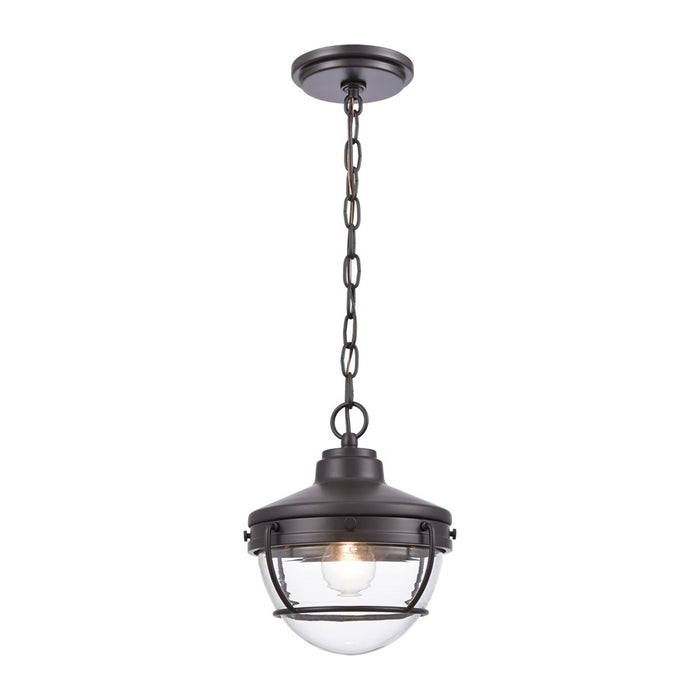 Atlas Lighting Eastport 9'' Wide 1Lt Outdoor Pendant, Bronze/Clear