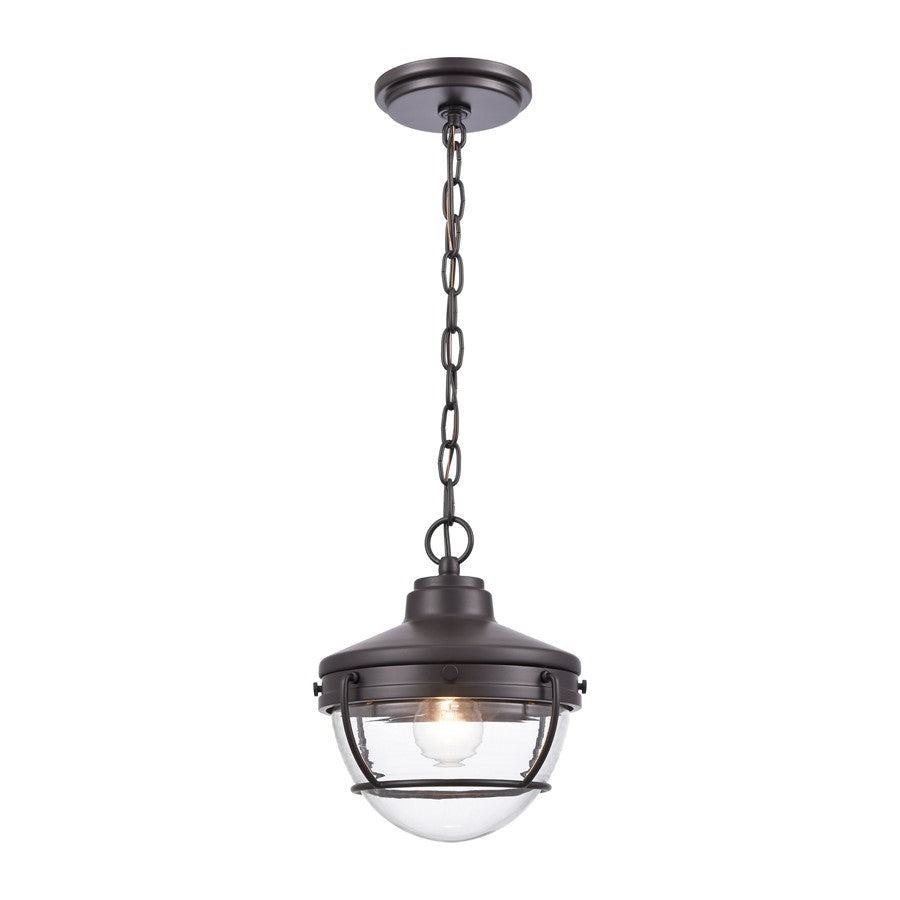 Atlas Lighting Eastport 9'' Wide 1Lt Outdoor Pendant, Bronze/Clear
