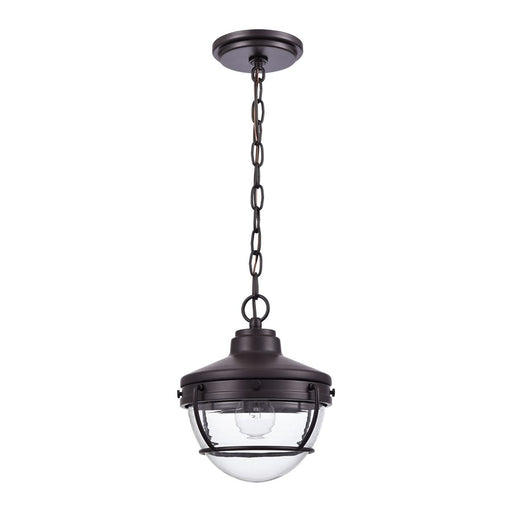 Atlas Lighting Eastport 9'' Wide 1Lt Outdoor Pendant, Bronze/Clear