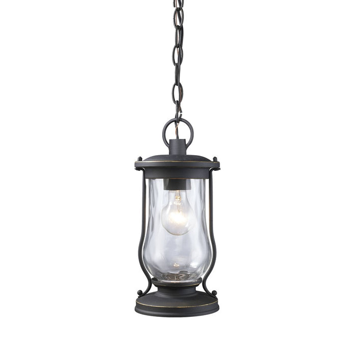Atlas Lighting Farmstead 6'' Wide 1Lt Outdoor Pendant, Black/Clear