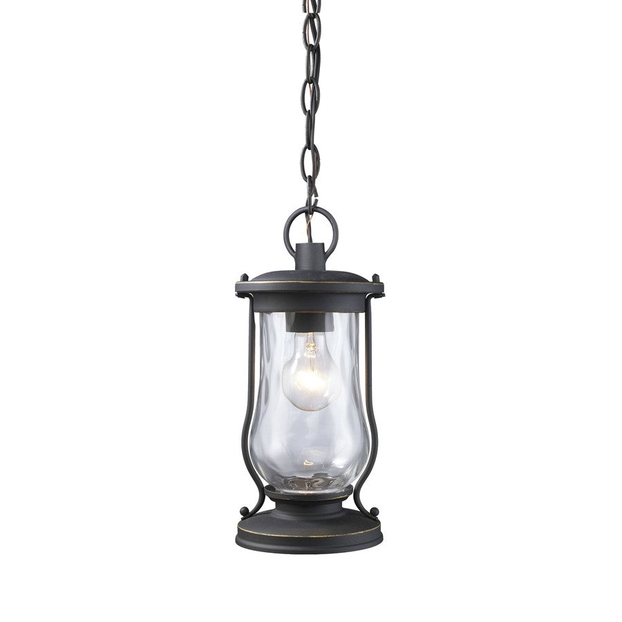 Atlas Lighting Farmstead 6'' Wide 1Lt Outdoor Pendant, Black/Clear