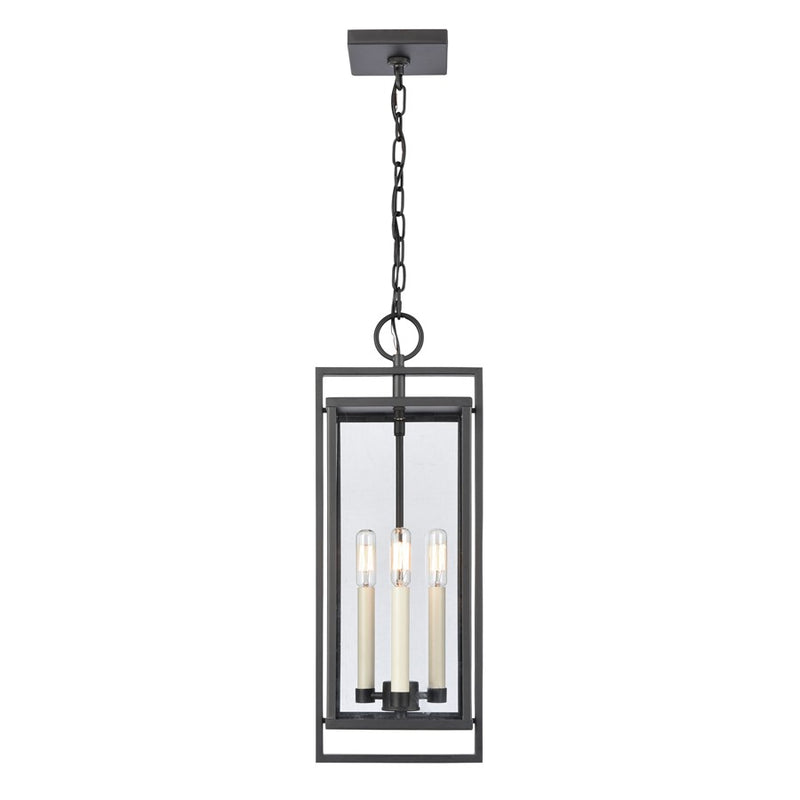 Atlas Lighting Gladwyn 8.25'' Wide 3Lt Outdoor Pendant, Black/Clear