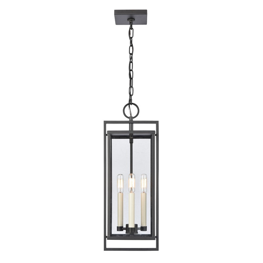 Atlas Lighting Gladwyn 8.25'' Wide 3Lt Outdoor Pendant, Black/Clear