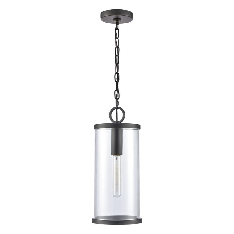 Atlas Lighting Hopkins 7.25'' Wide 1Lt Outdoor Pendant, Black/Clear