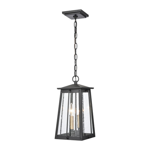 Atlas Lighting Kirkdale 9'' Wide 2Lt Outdoor Pendant, Black/Clear