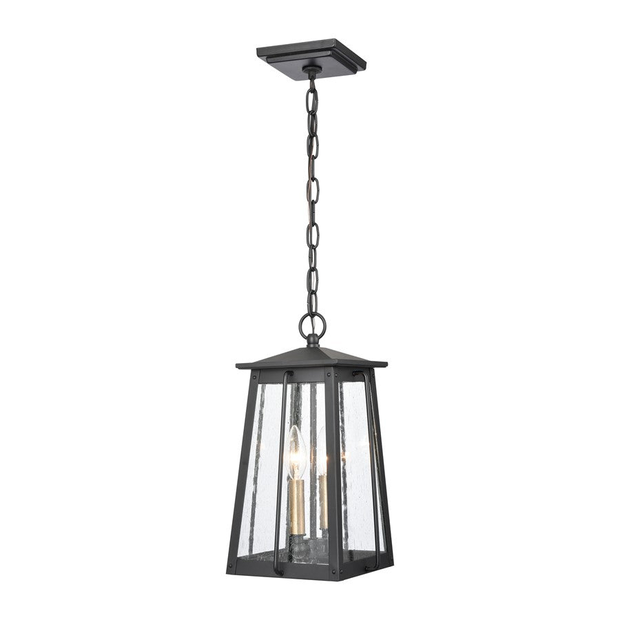 Atlas Lighting Kirkdale 9'' Wide 2Lt Outdoor Pendant, Black/Clear