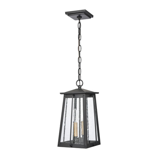 Atlas Lighting Kirkdale 9'' Wide 2Lt Outdoor Pendant, Black/Clear