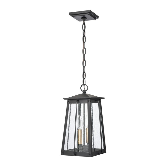 Atlas Lighting Kirkdale 9'' Wide 2Lt Outdoor Pendant, Black/Clear