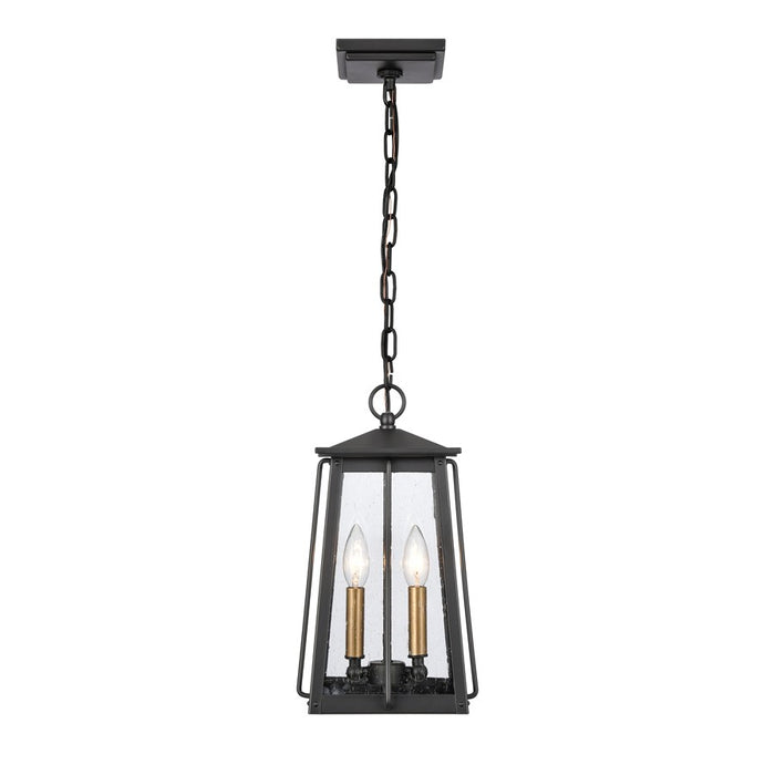 Atlas Lighting Kirkdale 9'' Wide 2Lt Outdoor Pendant, Black/Clear