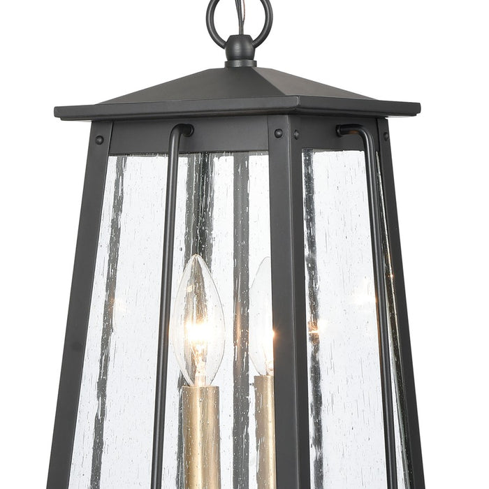 Atlas Lighting Kirkdale 9'' Wide 2Lt Outdoor Pendant, Black/Clear