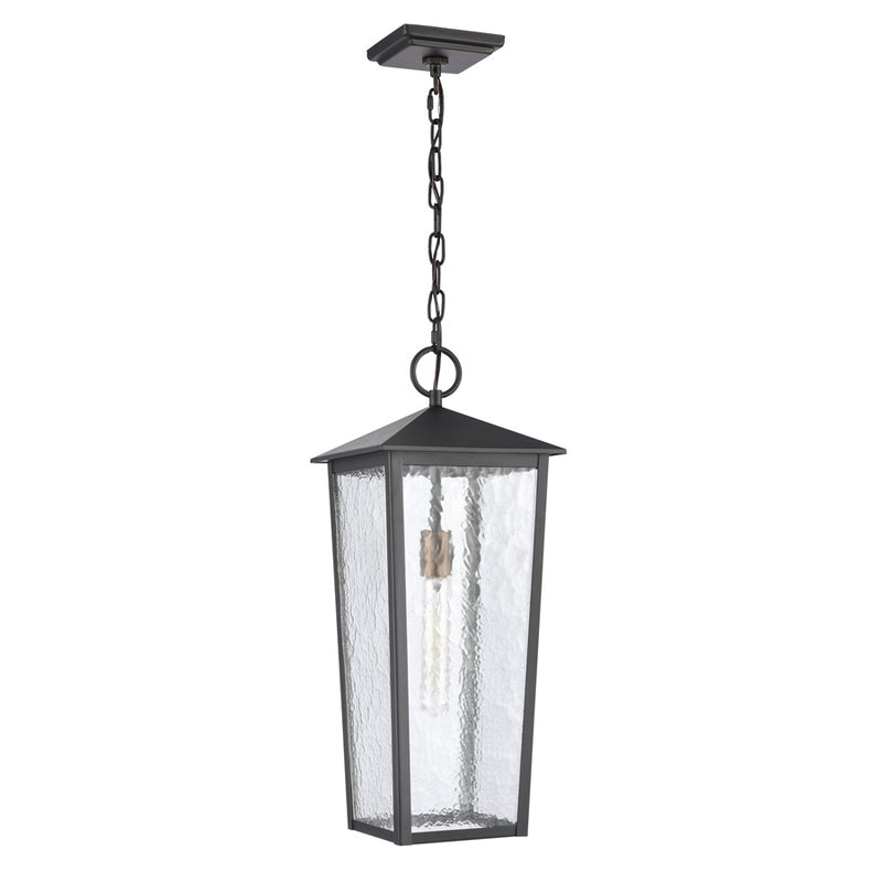 Atlas Lighting Marquis 9in 1-Light Outdoor Pendant | Transitional Matte Black and Chemical OZ with Clear Glass | Covered Porch | Model OL11036-BK