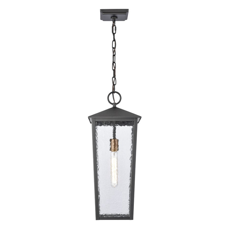 Atlas Lighting Marquis 9in 1-Light Outdoor Pendant | Transitional Matte Black and Chemical OZ with Clear Glass | Covered Porch | Model OL11036-BK