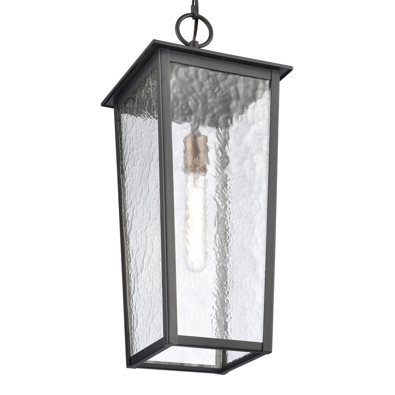 Atlas Lighting Marquis 9in 1-Light Outdoor Pendant | Transitional Matte Black and Chemical OZ with Clear Glass | Covered Porch | Model OL11036-BK