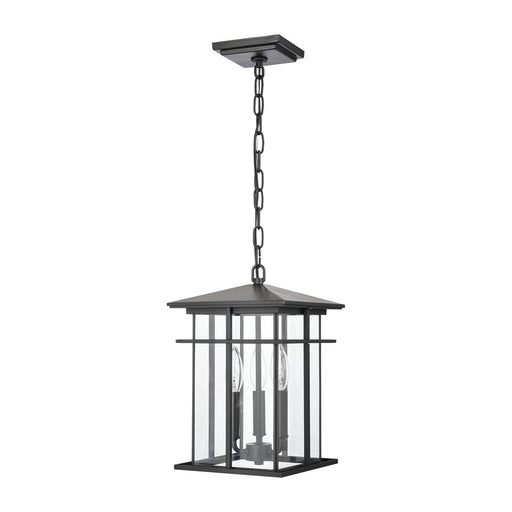 Atlas Lighting Oak Park 9'' Wide 3Lt Outdoor Pendant, Black/Clear