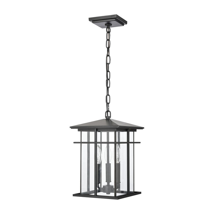 Atlas Lighting Oak Park 9'' Wide 3Lt Outdoor Pendant, Black/Clear