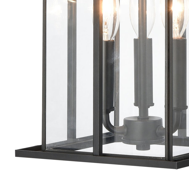Atlas Lighting Oak Park 9in 3-Light Outdoor Pendant | Transitional Matte Black and Clear Glass | Covered Patio & Entryway | Model OL11041-BK