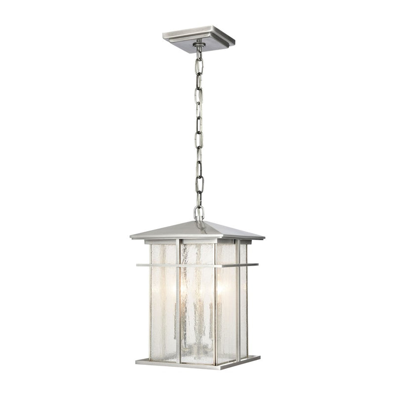 Atlas Lighting Oak Park 9''W 3Lt Outdoor Pendant, Aluminum/Clear