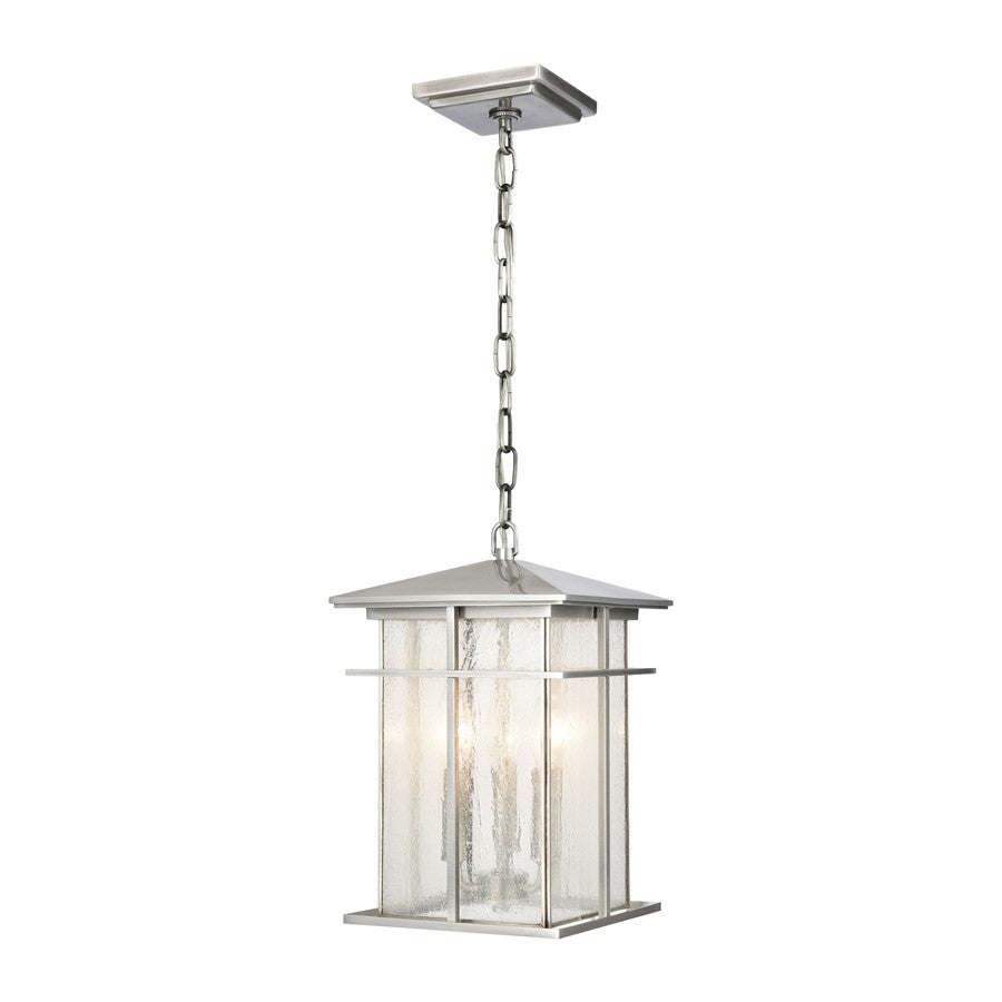 Atlas Lighting Oak Park 9''W 3Lt Outdoor Pendant, Aluminum/Clear