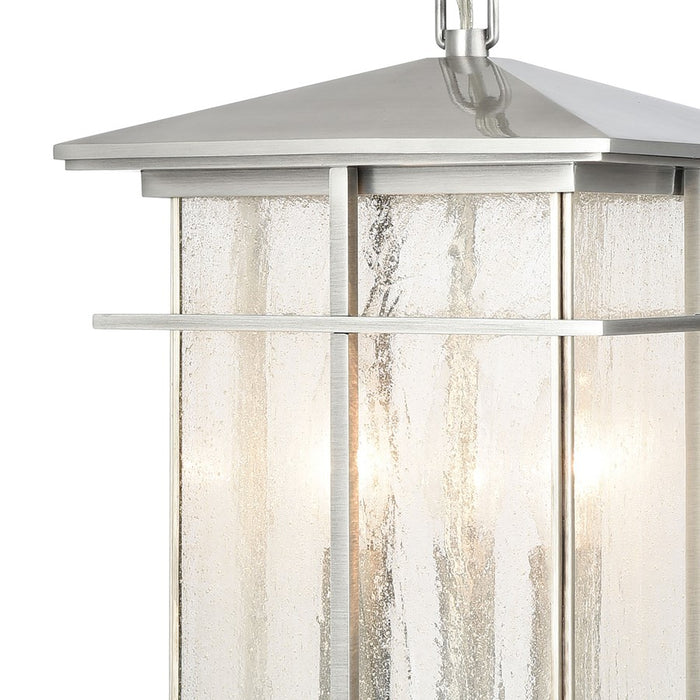 Atlas Lighting Oak Park 9''W 3Lt Outdoor Pendant, Aluminum/Clear