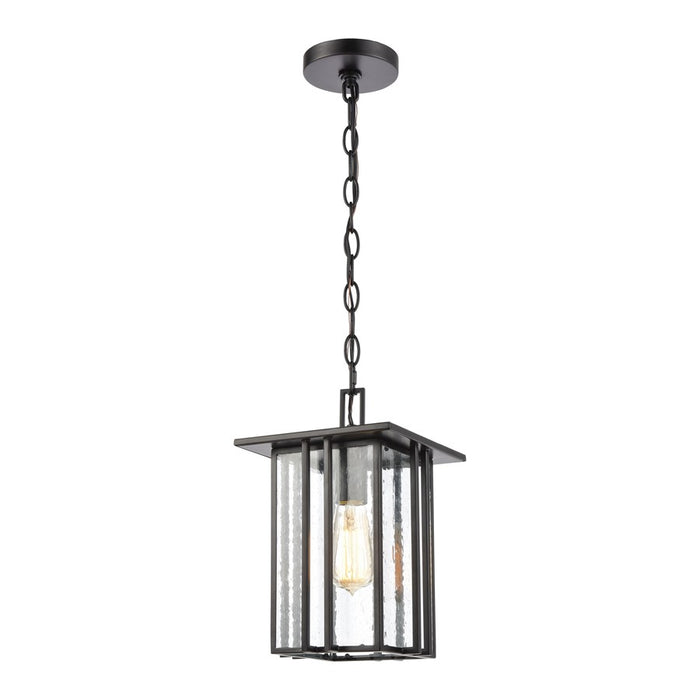 Atlas Lighting Radnor 8''W 1Lt Outdoor Pendant, Matte Black/Clear