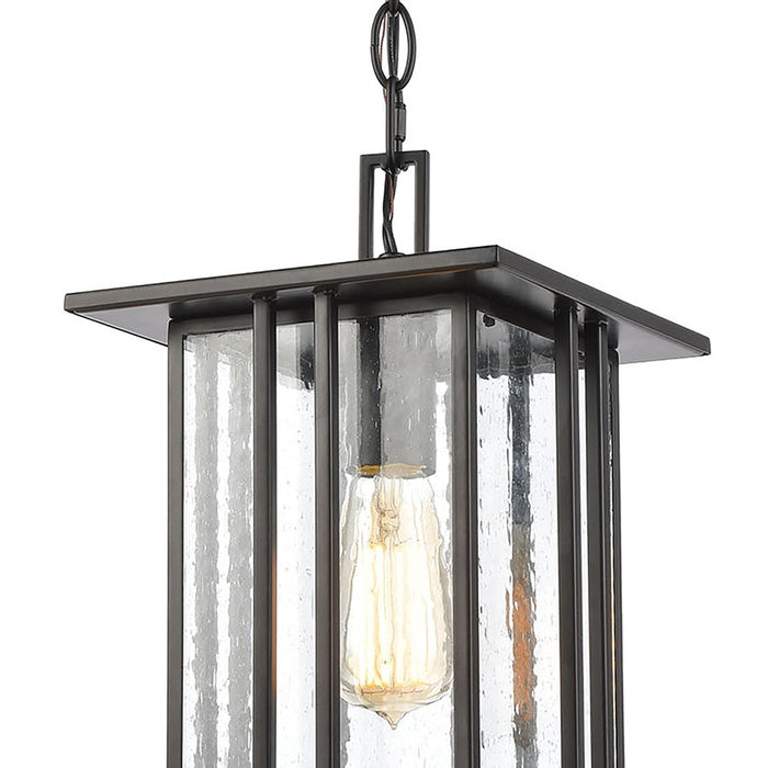 Atlas Lighting Radnor 8''W 1Lt Outdoor Pendant, Matte Black/Clear