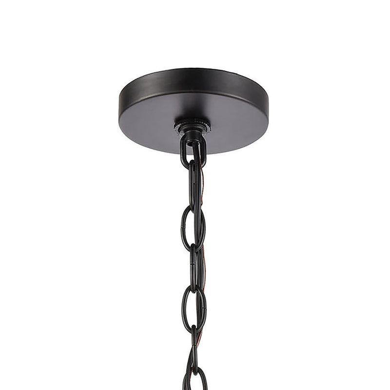 Atlas Lighting Radnor 8in 1-Light Outdoor Pendant | Transitional Matte Black and Clear Seeded Glass | Covered Porch & Entryway | Model OL11042-BK