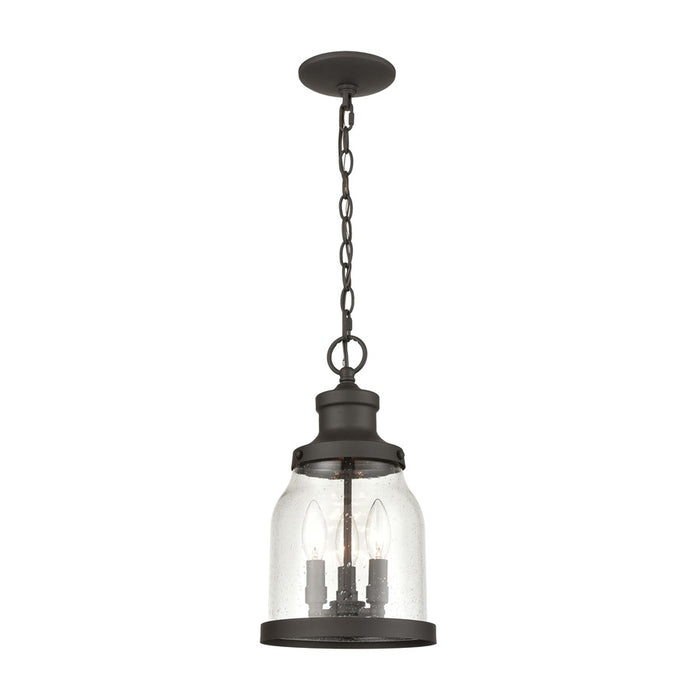Atlas Lighting Renford 8'' Wide 3Lt Outdoor Pendant, Bronze/Clear