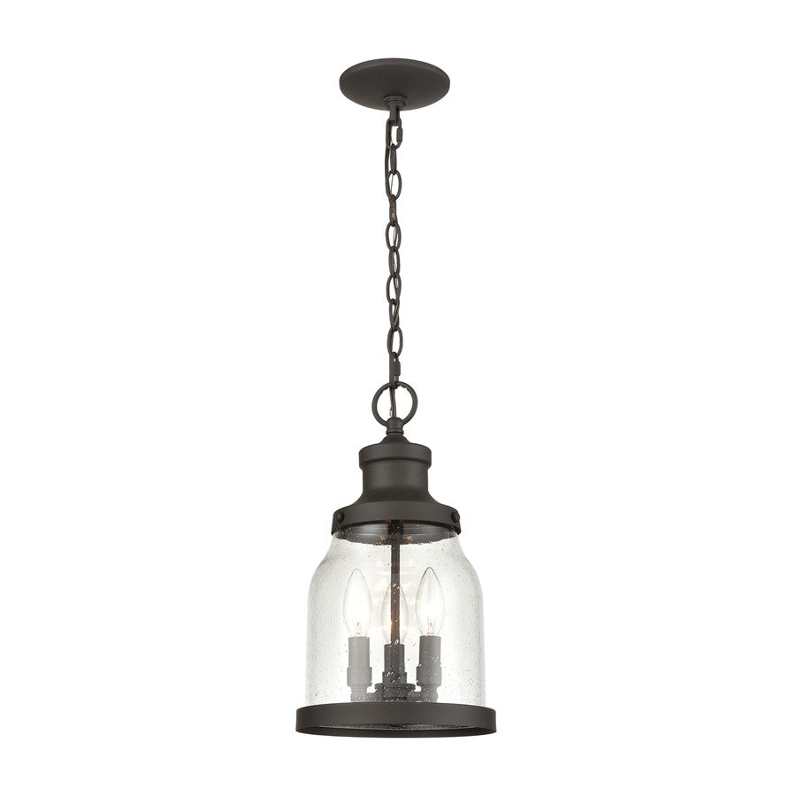 Atlas Lighting Renford 8'' Wide 3Lt Outdoor Pendant, Bronze/Clear