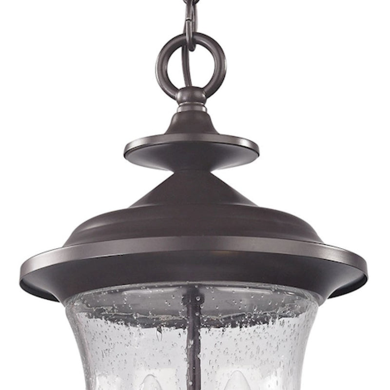 Atlas Lighting Trinity 9in 2-Light Outdoor Pendant | Traditional Oil Rubbed Bronze and Clear Seeded Glass | Covered Patio | Model OL11048-BZ
