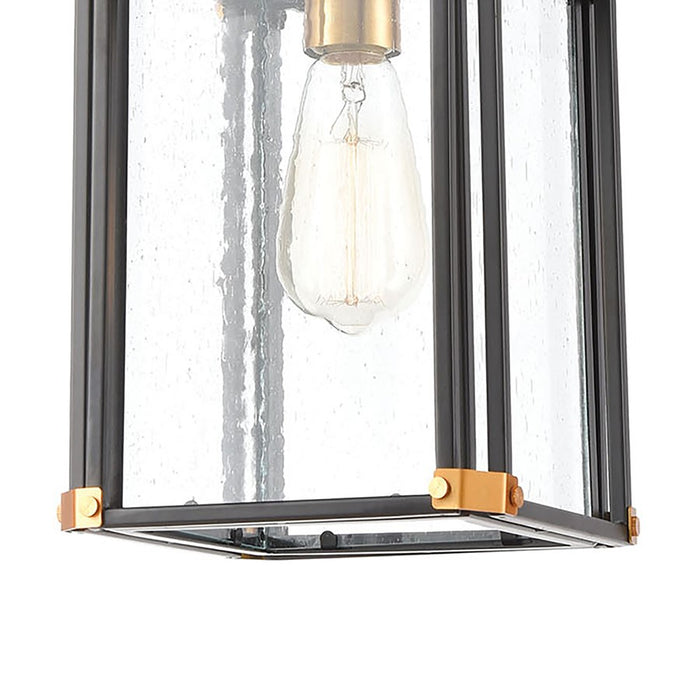 Atlas Lighting Vincentown 8'' Wide 1Lt Outdoor Pendant, Black/Clear