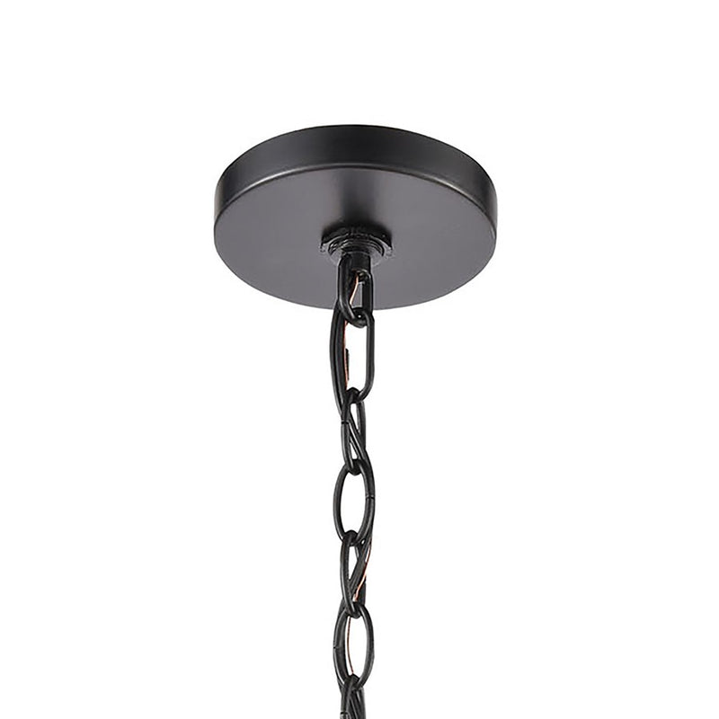 Atlas Lighting Vincentown 8in 1-Light Outdoor Pendant | Transitional Matte Black and Brushed Brass with Clear Seeded Glass | Model OL11050-BK