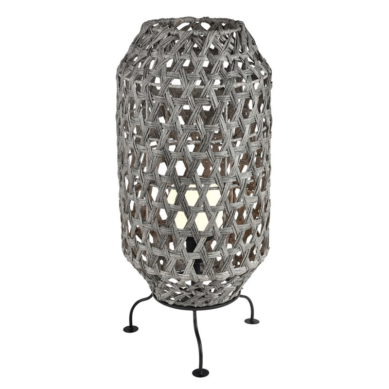 Atlas Lighting Banaue 36in 1-Light Outdoor Table Lamp | Transitional Gray Rattan on Black Metal Frame | Patio & Deck Seating | Model OL11052-GY