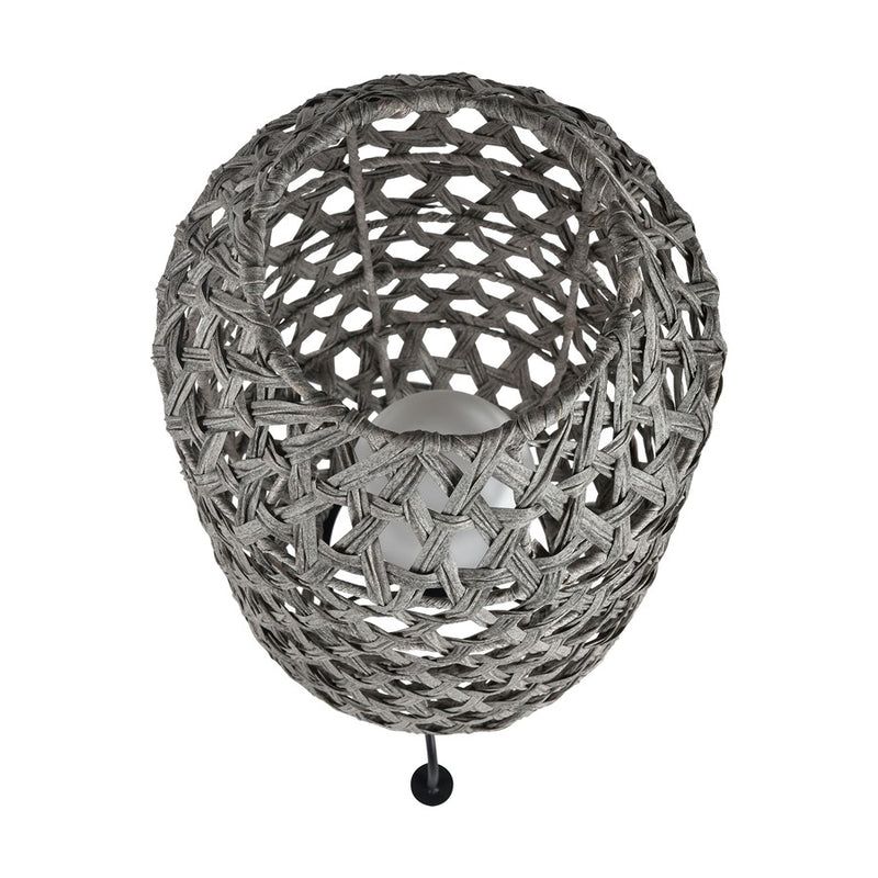 Atlas Lighting Banaue 36in 1-Light Outdoor Table Lamp | Transitional Gray Rattan on Black Metal Frame | Patio & Deck Seating | Model OL11052-GY