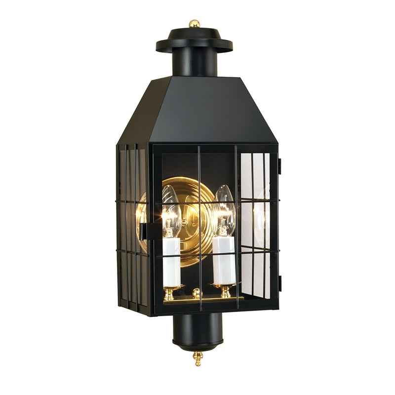 Atlas Lighting American Heritage 22in 2-Light Outdoor Sconce | Traditional Black and Clear Glass | Entryway & Covered Patio | Model OL11061-BK