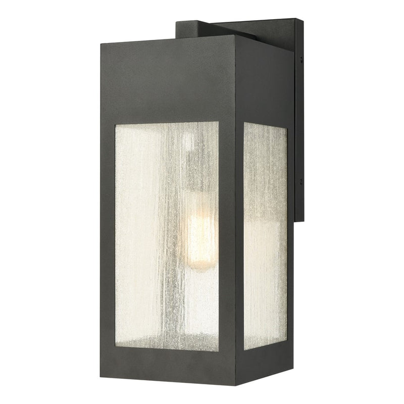 Atlas Lighting Angus 20in 1-Light Outdoor Sconce | Transitional Charcoal and Clear Seeded Glass | Entryway & Covered Patio | Model OL11062-BK