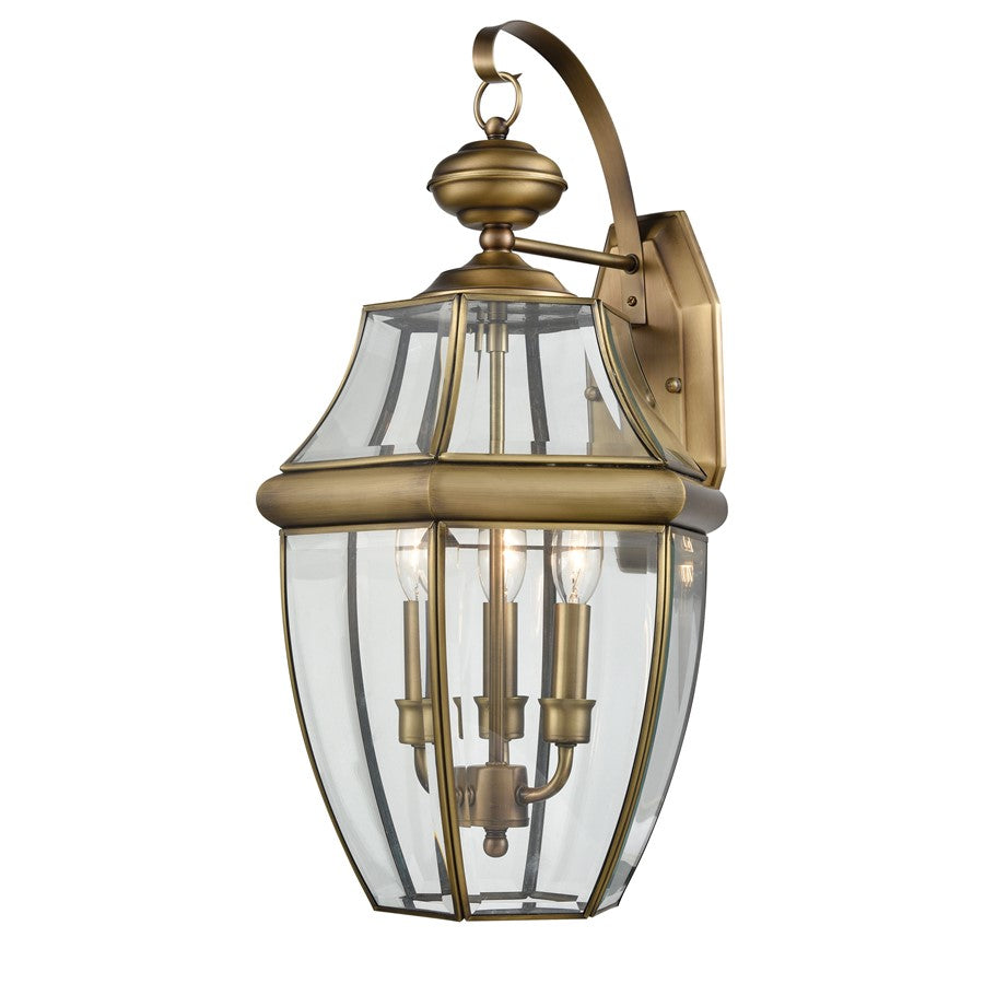 Atlas Lighting Ashford 12'' High 3Lt Outdoor Sconce, Brass/Clear - OL11065-BS