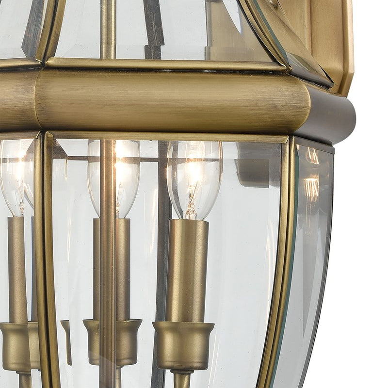 Atlas Lighting Ashford 13in 3-Light Outdoor Sconce | Traditional Antique Brass and Clear Glass | Entryway & Covered Patio | Model OL11065-BS