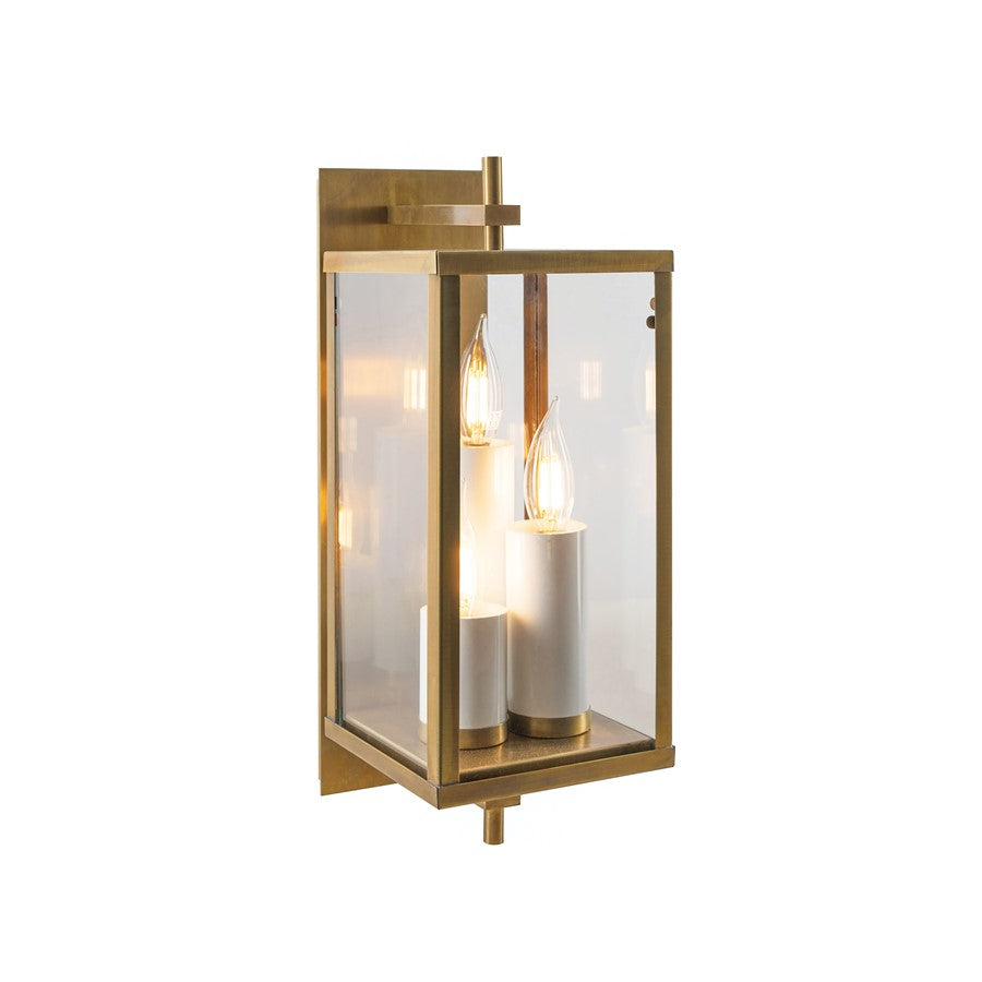 Atlas Lighting Back Bay 16.75''H 3Lt Outdoor Sconce, Brass/Clear - OL11067-BS