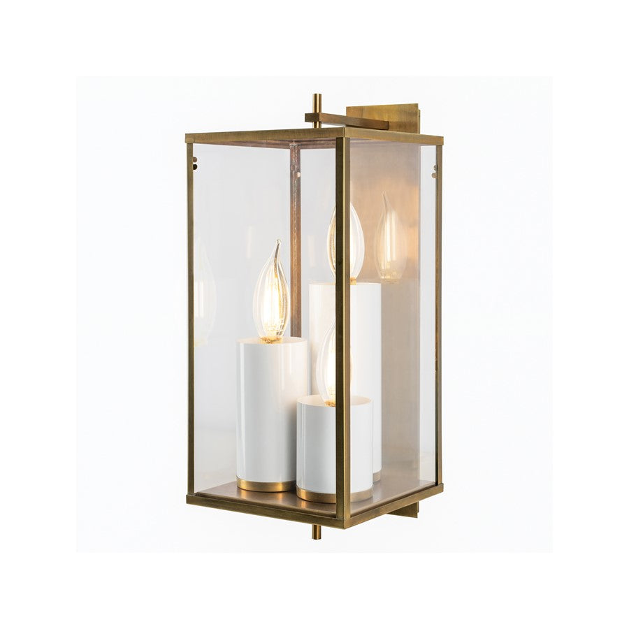 Atlas Lighting Back Bay 24.5'' High 3Lt Outdoor Sconce, Brass/Clear - OL11068-BS