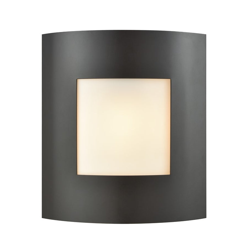Atlas Lighting Bella 10in 1-Light Outdoor Sconce | Modern Oil Rubbed Bronze and White Acrylic | Porch & Entryway Wall Light | Model OL11069-BZ